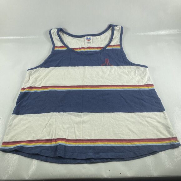 ATARI Logo Retro Ringer Graphic Tank Top By JUNK FOOD Size Juniors Women's Large - Picture 1 of 5